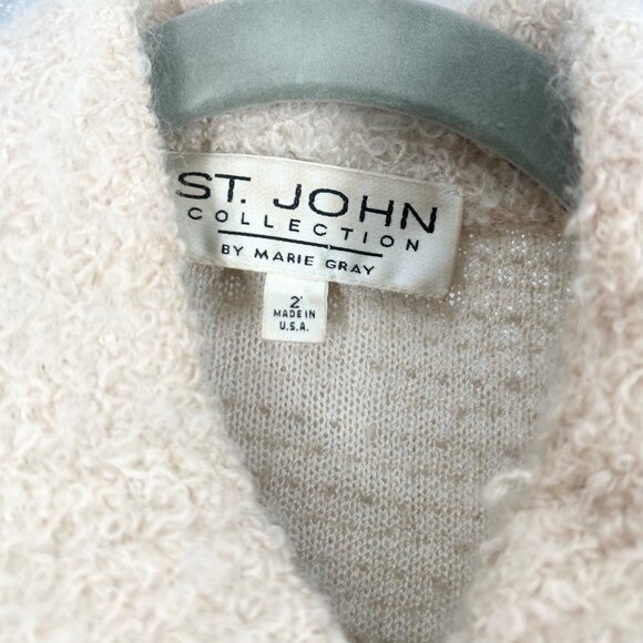 St. John Collection Cream Knit Double Breasted Blazer - Picture 8 of 9